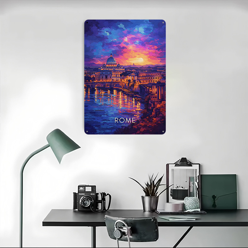Affiche en tôle Paysage urbain - Retro Gaming At avis et prix